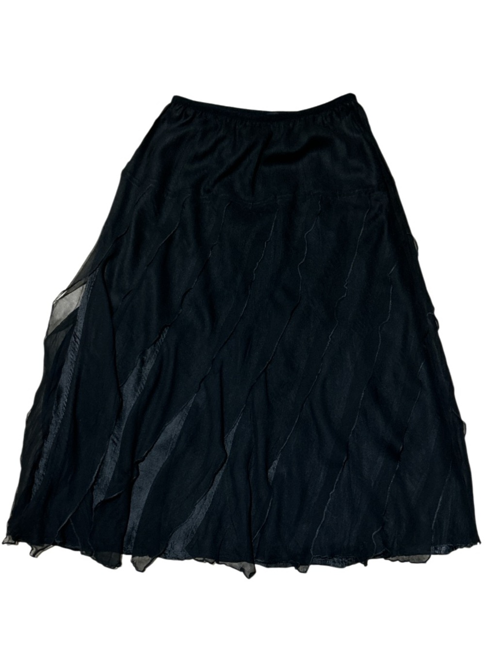 Komarov black crinkle chiffon midi skirt Size Small